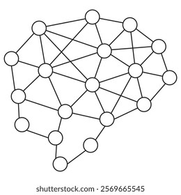 Neural Network icon. Simple outline black vector pictogram with thin lines on a transparent background. Line thickness is editable