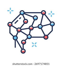 Neural network icon symbolizing deep learning and AI data processing.