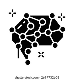 Icono de red neuronal que simboliza el aprendizaje profundo y el procesamiento de datos de IA.
