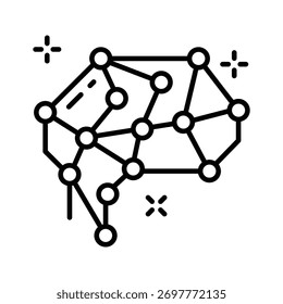 Icono de red neuronal que simboliza el aprendizaje profundo y el procesamiento de datos de IA.