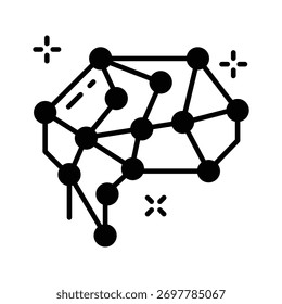 Icono de red neuronal que simboliza el aprendizaje profundo y el procesamiento de datos de IA.