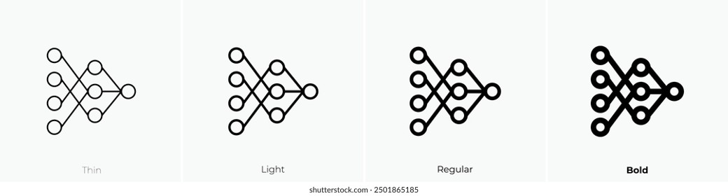 neural network icon. Thin, Light Regular And Bold style design isolated on white background