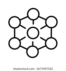 Ilustración del Vector del icono de la red neuronal, fondo blanco