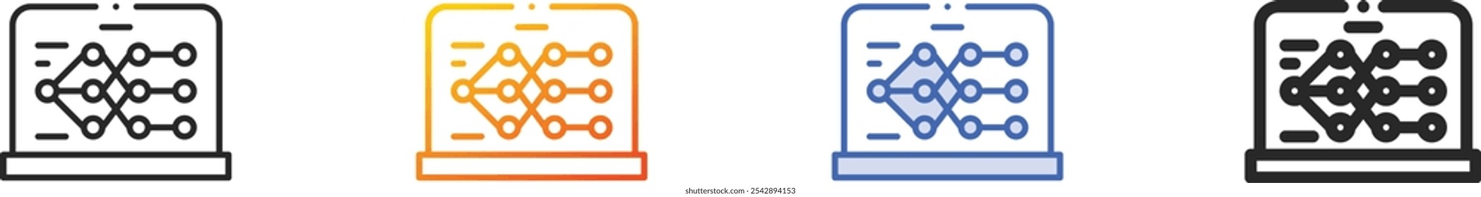 neural network icon.Thin Linear, Gradient, Blue Stroke and bold Style Design Isolated On White Background
