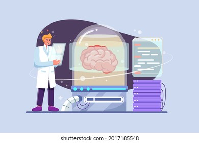 Neural Network Illustration concept. Flat illustration isolated on white background.