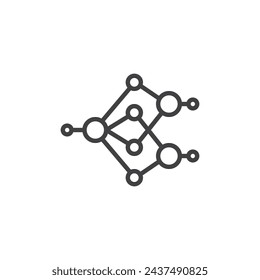 Neural Network line icon. linear style sign for mobile concept and web design. Interconnected nodes, neurons outline vector icon. Symbol, logo illustration. Vector graphics