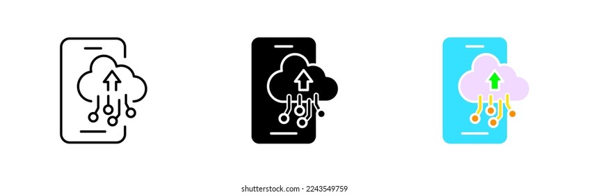 Icono de línea de red neural. metaverso, tecnologías de nube, almacenamiento, inteligencia artificial, ai, ciberespacio, visión futurista. Concepto tecnológico. Icono de vector en línea, estilo negro y colorido