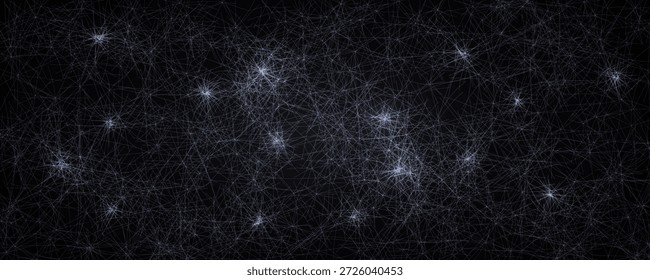 Las Líneas De La Red Neuronal De Fondo Señalan Puntos De Resplandor Sobre Fondo Negro. Diseño de concepto inspirado en el cerebro de la tecnología futurista para la Ciencia de datos, Neuro Lab, tecnología de IA, patrón de aprendizaje automático. Ilustración vectorial.