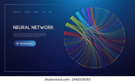 Neural network lines digital technology background. Big data and data science