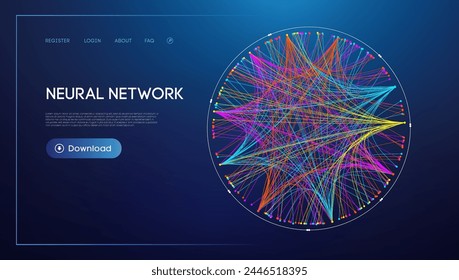 Neural network lines digital technology background. Big data and data science