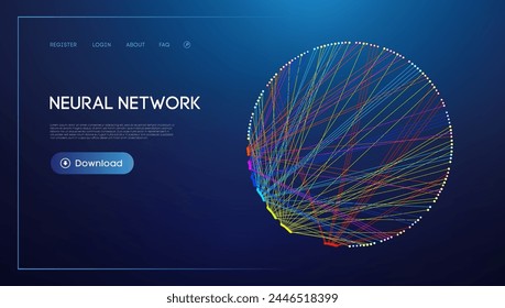 Neural network lines digital technology background. Big data and data science