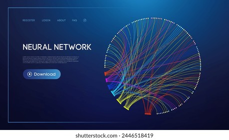 Neural network lines digital technology background. Big data and data science