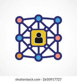 Ícone de bloqueio de rede neural - Tecnologia de segurança cibernética AI, ícone, Ilustração de vetor