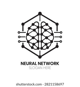 Neural Network logo features a brain composed of intricate nodes and circuit paths, symbolizing high-speed cognitive computing. This precise, technical design is ideal for deep learning organizations, AI software developers, cognitive robotics firms, advanced computational research labs, data infrastructure companies, or any enterprise requiring an identity that emphasizes complex processing, machine intelligence, and advanced structural engineering for future-ready technologies.