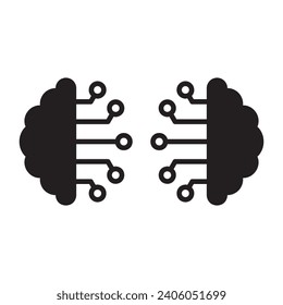 Neural network logo. Human brain emblem. Artificial Intelligence (AI) vector logo. Artificial intelligence AI , machine deep learning, data mining and another modern computer technologies concepts.