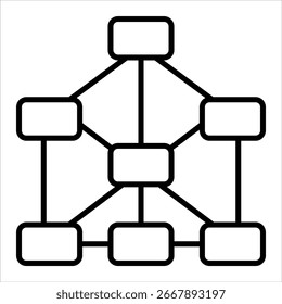 Ilustração do vetor de ícone de contorno de rede neural