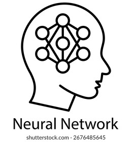 Estilo de contorno de red neuronal. Ilustración vectorial Para El Diseño gráfico