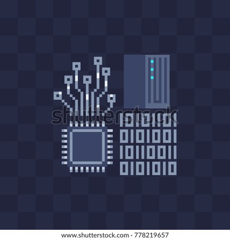 Neural Network Pixel Art Icons Central 스톡 벡터(사용료 없음) 778219657 ...