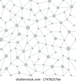 Neural network seamless pattern. Neural network of nodes and connections. Vector illustration on white background