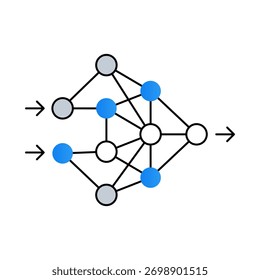 Neuronales Netzwerk - Simulation menschlicher Gehirnfunktionen zur Verbesserung der Problemlösung und Mustererkennung. Vektorsymbole.
