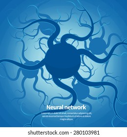 Red neuronal. Ilustración vectorial. Plantilla de Anuncio.