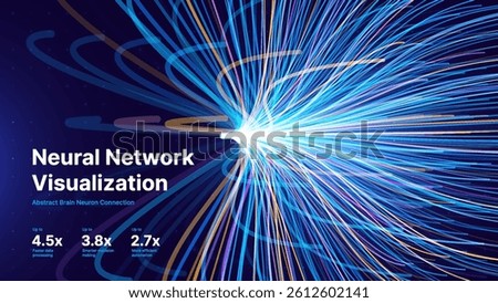 Neural Network Visualization with Glowing Data Streams. Abstract Brain Synapse Connection Concept for AI, Machine Learning, and Data Processing Themes. Vector Illustration.