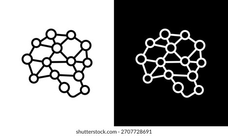 Neural Network White Icon Set Vector