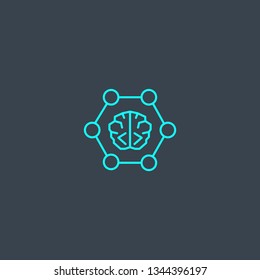 neural networks concept blue line icon. Simple thin element on dark background. neural networks concept outline symbol design. Can be used for web and mobile UI/UX