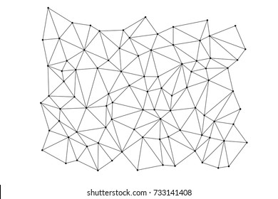 Neural networks conception. Technology concept slide for business presentation from black points of connection lines on white background. Abstract information background. IT-development conception