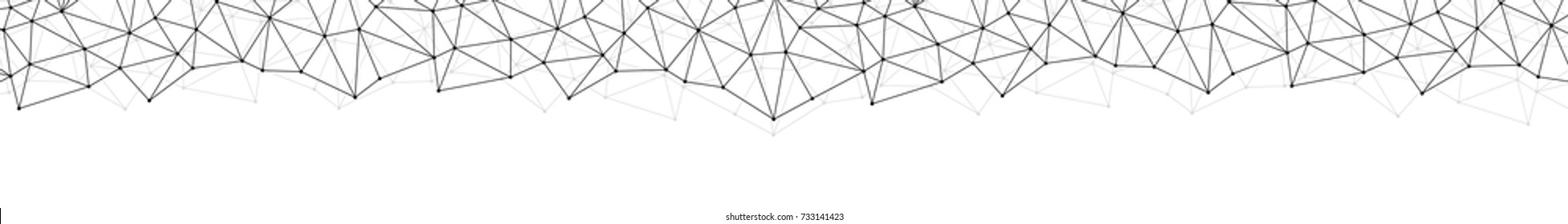 Neural networks conception for web-site header. Technology concept slide for business presentation from black points of connection lines on white background. IT-development conception