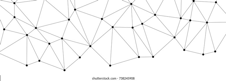 Neural networks conception for web-site header. Technology concept slide for business presentation from black points of connection lines on white background. IT-development conception