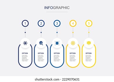 neural networks, deep learning, AI, autonomous, data center icons Infographic design template. Creative concept with 5 steps