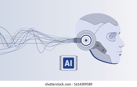 Neural networks design, artificial intelligence concept, digital abstract wave lines, learning chatbot vector template