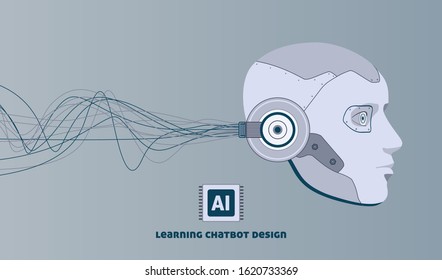 Neural networks design, artificial intelligence concept, digital abstract wave lines, learning chatbot vector template