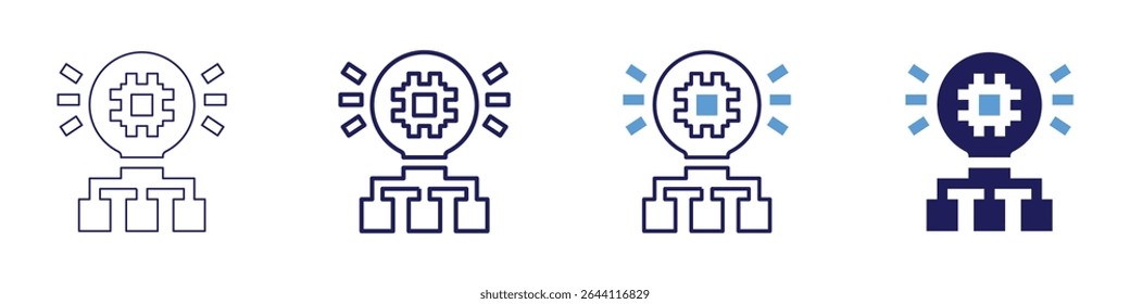 Neural networks icon in 4 different styles. Thin Line, Line, Bold Line, Duotone. Duotone style. Editable stroke.