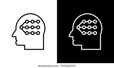 Neural Path Outline White Icon Set Design
