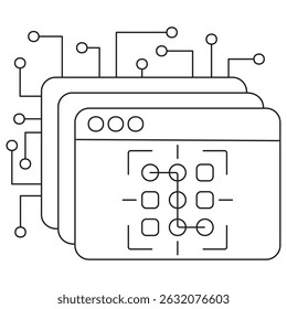 Neural pattern recognition icon. Vector pictogram with thin black lines on transparent background. Editable stroke thickness. Ideal for AI, data recognition, and smart tech projects - Powered by Shutterstock - Get 15% off with code: PIKWIZARD15