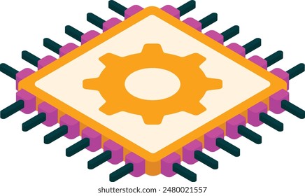 neural processing unit ai chip isometric concept, field-programmable gate array vector de Artificial general intelligence Natural Language Processing Deep Learning stock illustration