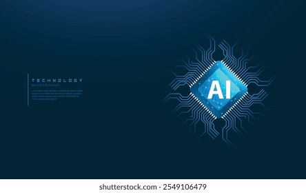 Neural processor and Circuit Connected Line in blue background For AI, CPU and all others Technological Purposes.