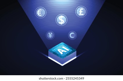 Neural processor and Circuit Connected Line in blue background For AI, CPU and all others Technological Purposes.

