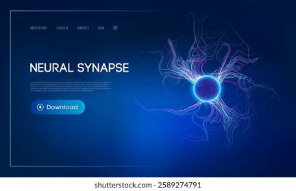 Neural synapse and AI in Healthcare. Exploring Biology and Synapses,medical Big data. Abstract technology background concept for Intersection of Anatomy and Artificial Intelligence.