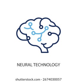 Neural technology thin line vector icons.