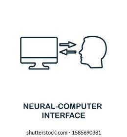 Neural-Computer Interface line icon. Thin style element from future technology collection. Outline Neural-Computer Interface icon for web design, apps and software.