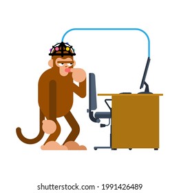 Neuralink Chip in monkeys brain. Artificial Intelligence Cyborg 