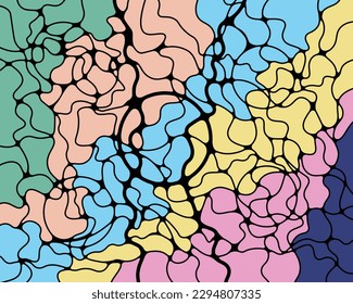 Gráficos neuro. Patrón de color abstracto con líneas y formas lisas. Ilustración del vector