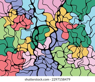 Neuro-Grafiken. Abstraktes Farbmuster mit glatten Linien und Formen. Vektorgrafik
