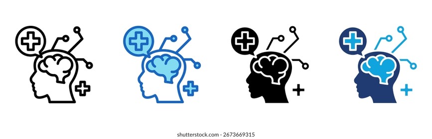 Ícone de neuro Ilustração de vetor com vários estilos