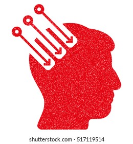 Neuro Interface grainy textured icon for overlay watermark stamps. Flat symbol with unclean texture. Dotted vector red ink rubber seal stamp with grunge design on a white background.