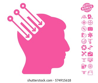 Neuro Interface icon with bonus quadrocopter tools pictograph collection. Vector illustration style is flat iconic symbols on white background.