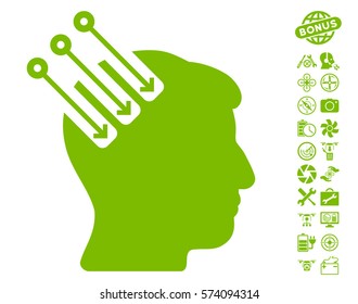 Neuro Interface pictograph with bonus uav tools images. Vector illustration style is flat iconic symbols on white background.
